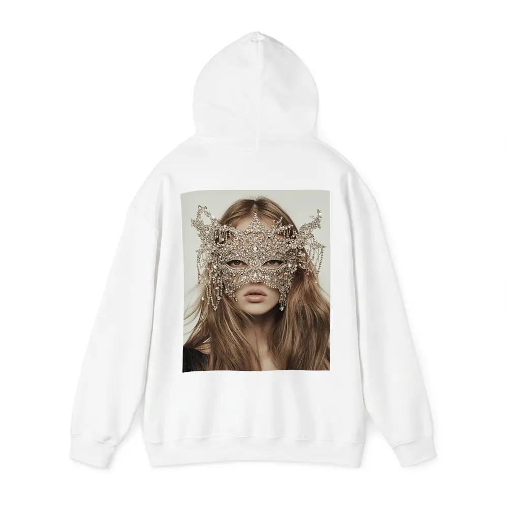 Crystal Masquerade Mask Woman Beige Background – Hoodies
