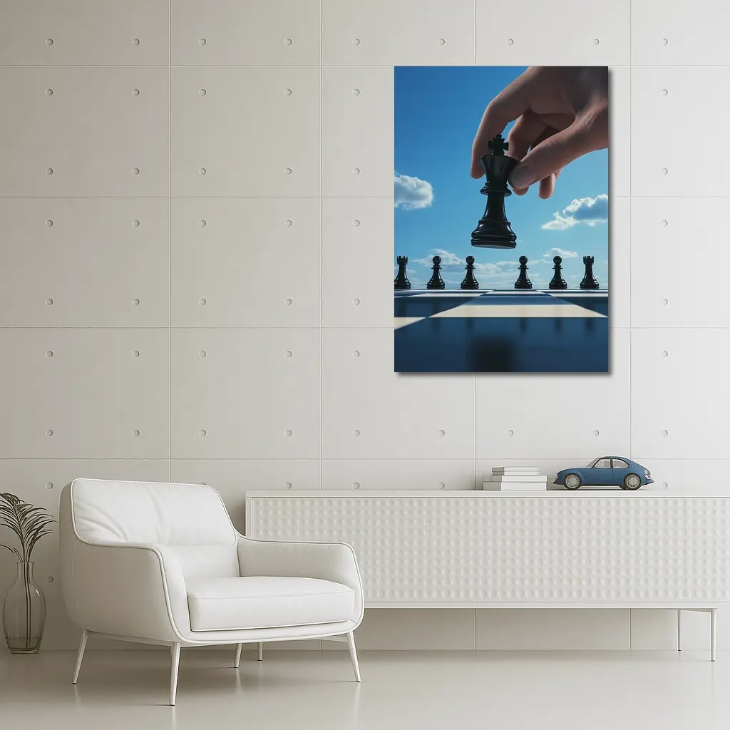 Chess King Move Blue Sky Background – Wall Art