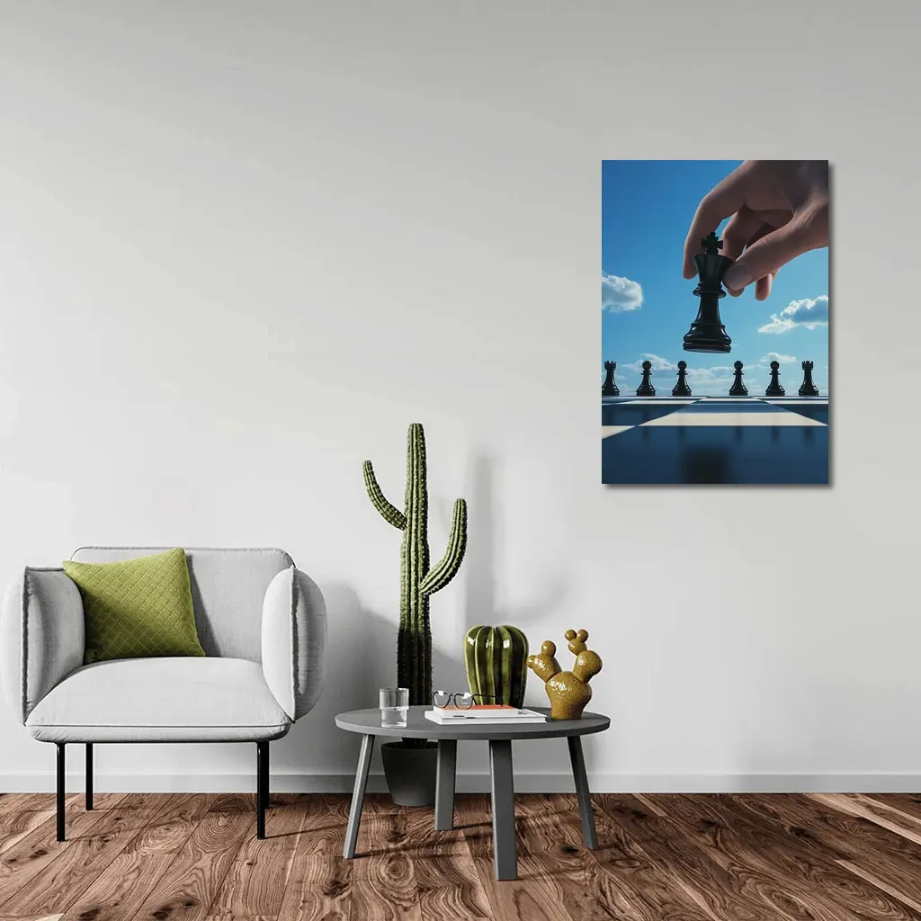 Chess King Move Blue Sky Background – Wall Art