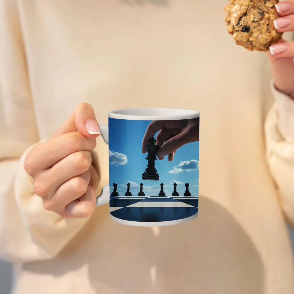 Chess King Move Blue Sky Background – Mugs
