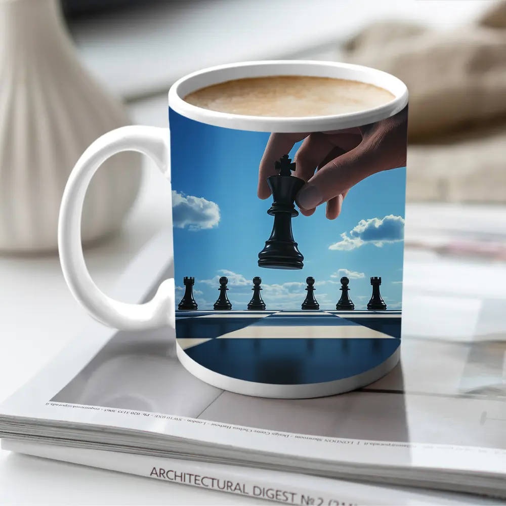 Chess King Move Blue Sky Background – Mugs