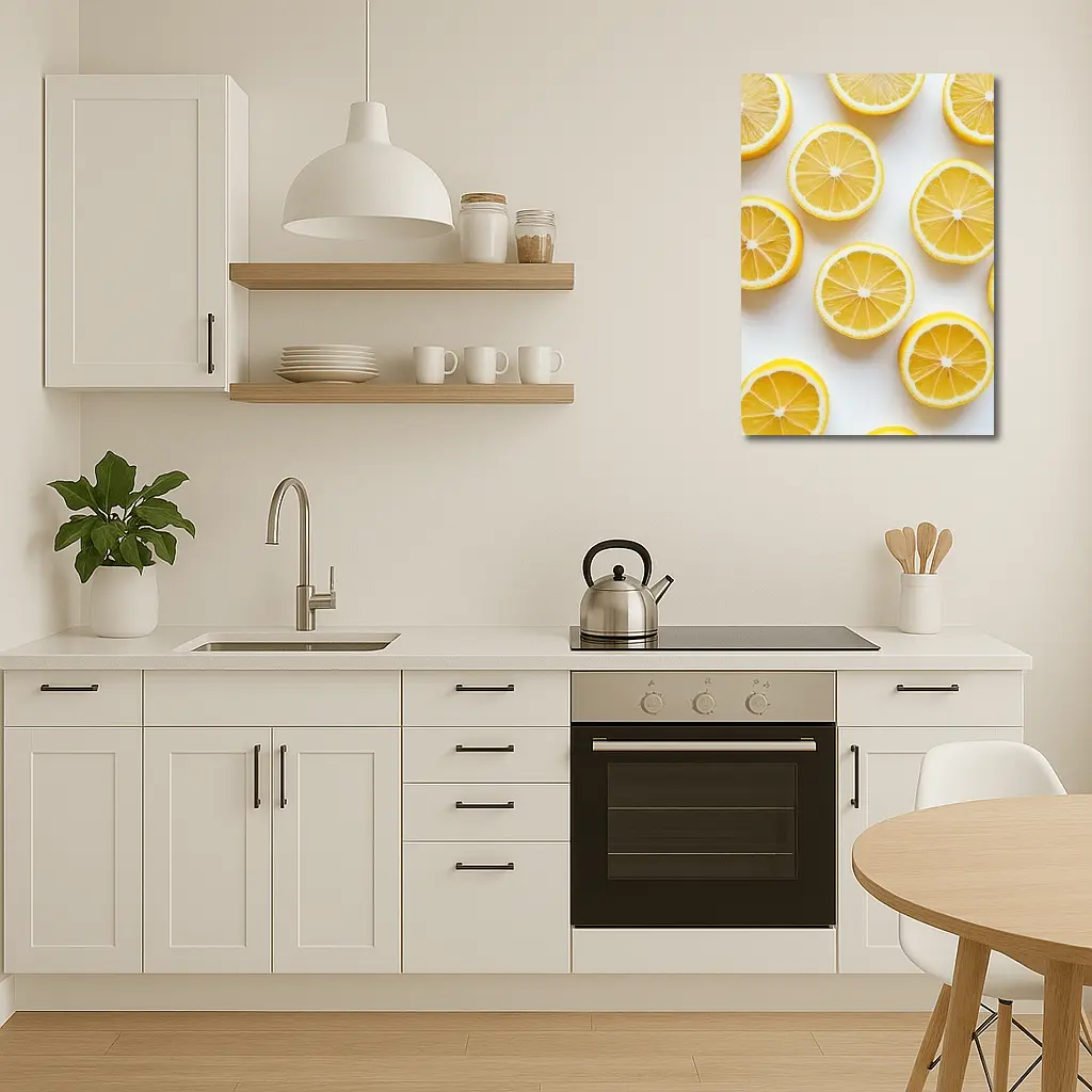 Fresh Lemon Slices On White Background – Wall Art