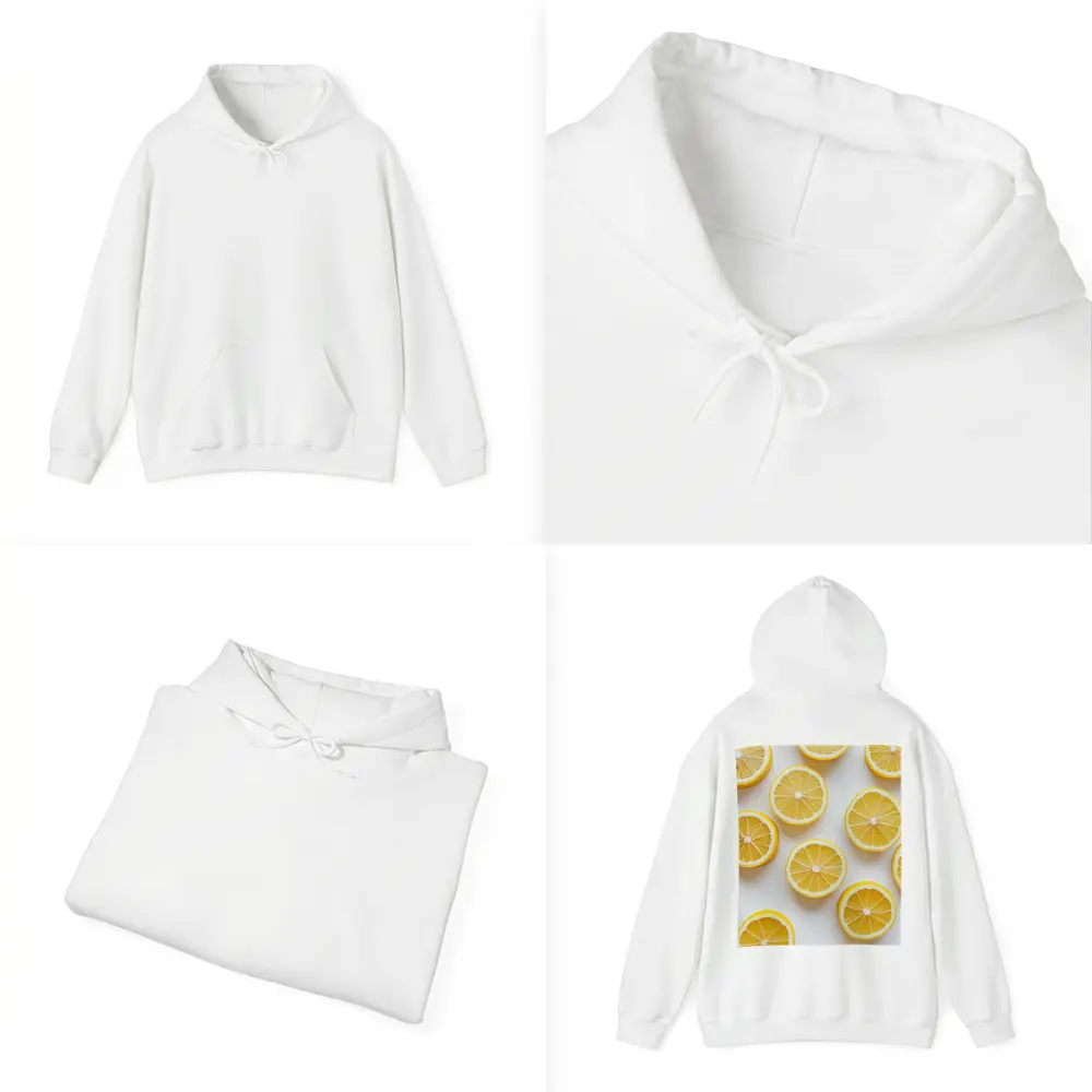 Fresh Lemon Slices On White Background – Hoodies