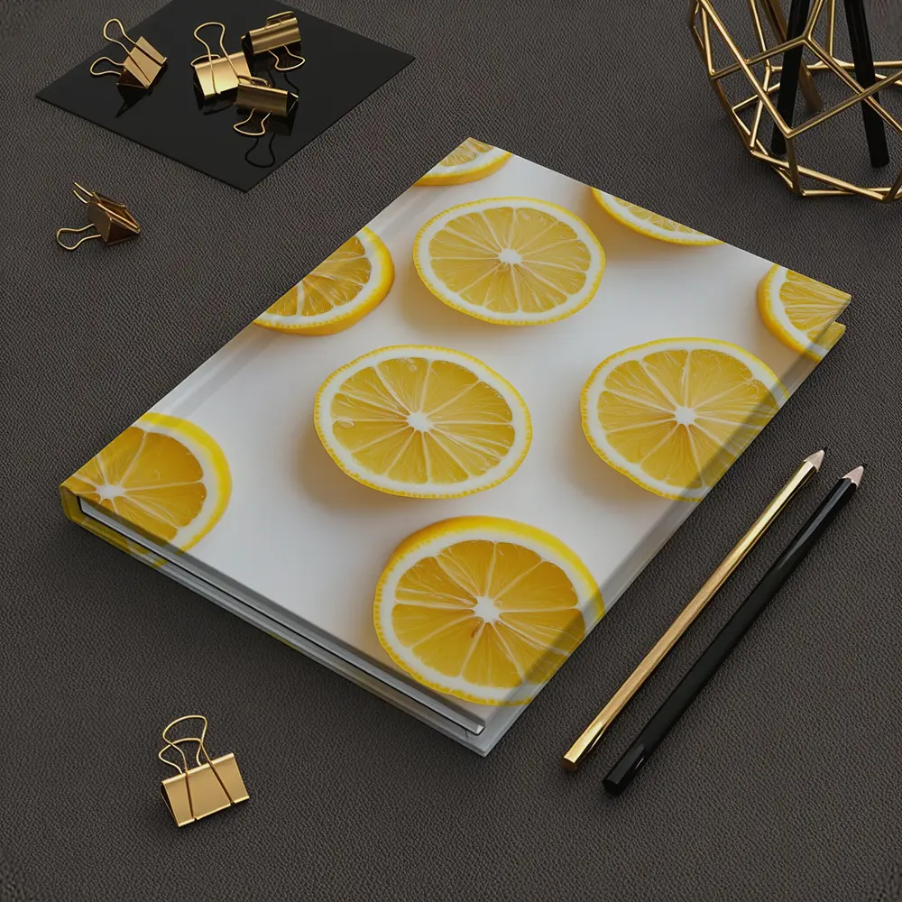 Fresh Lemon Slices On White Background – Notebooks