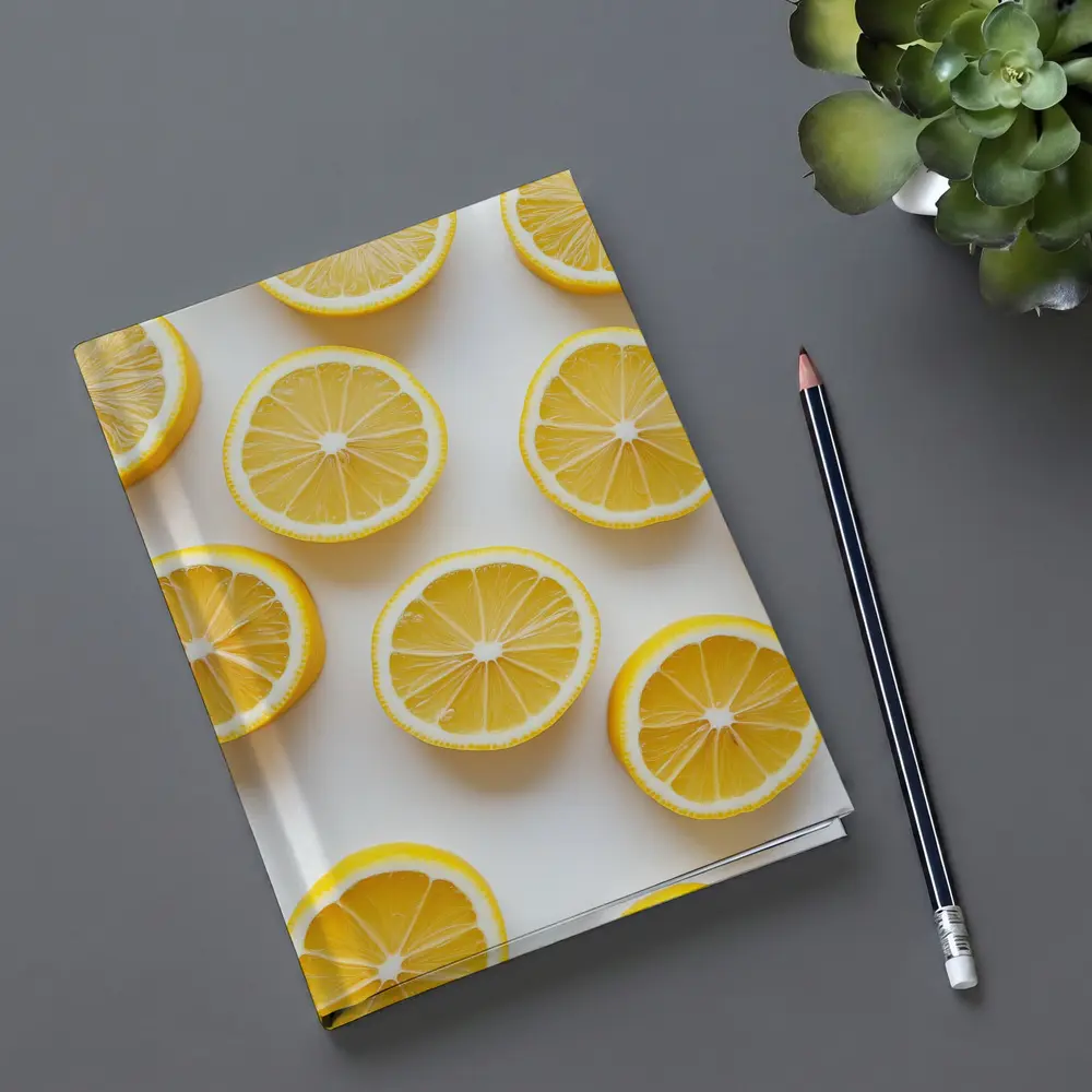 Fresh Lemon Slices On White Background – Notebooks
