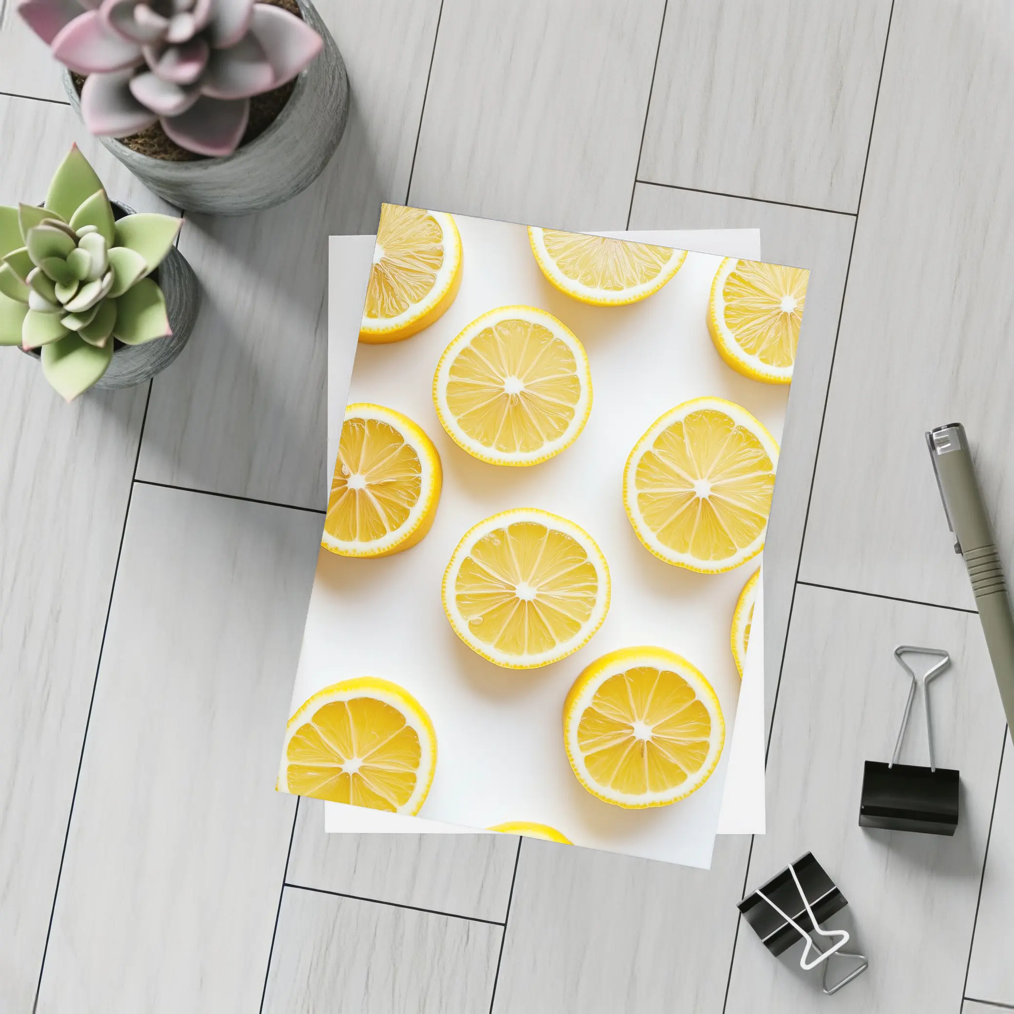 Fresh Lemon Slices On White Background – Postcards