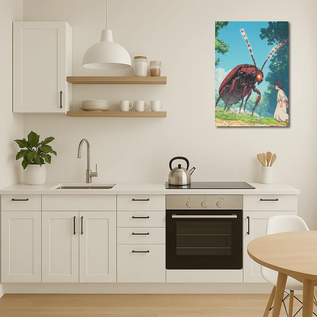 Giant Mech Beetle Anime Forest Encounter – Wall Art
