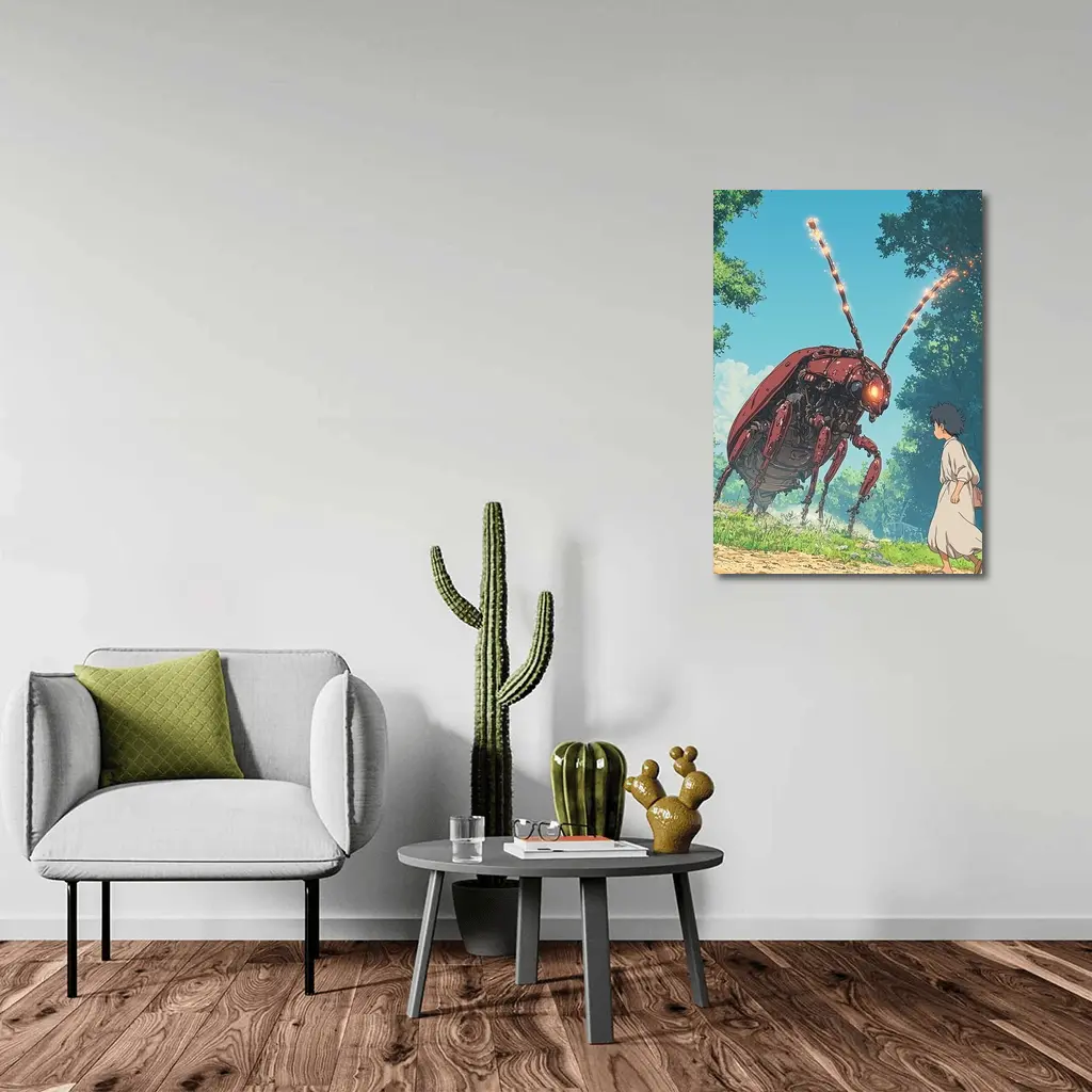 Giant Mech Beetle Anime Forest Encounter – Wall Art