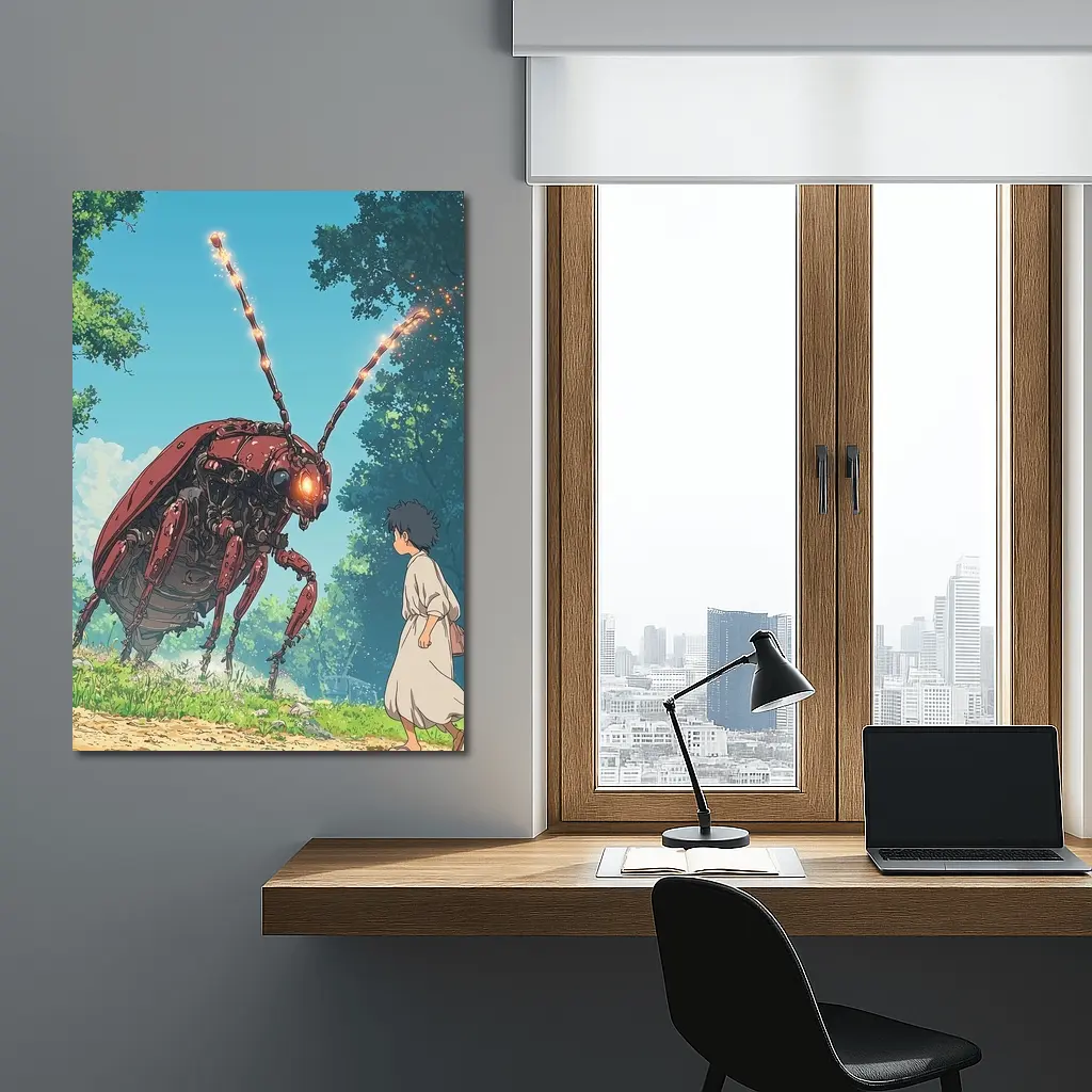 Giant Mech Beetle Anime Forest Encounter – Wall Art