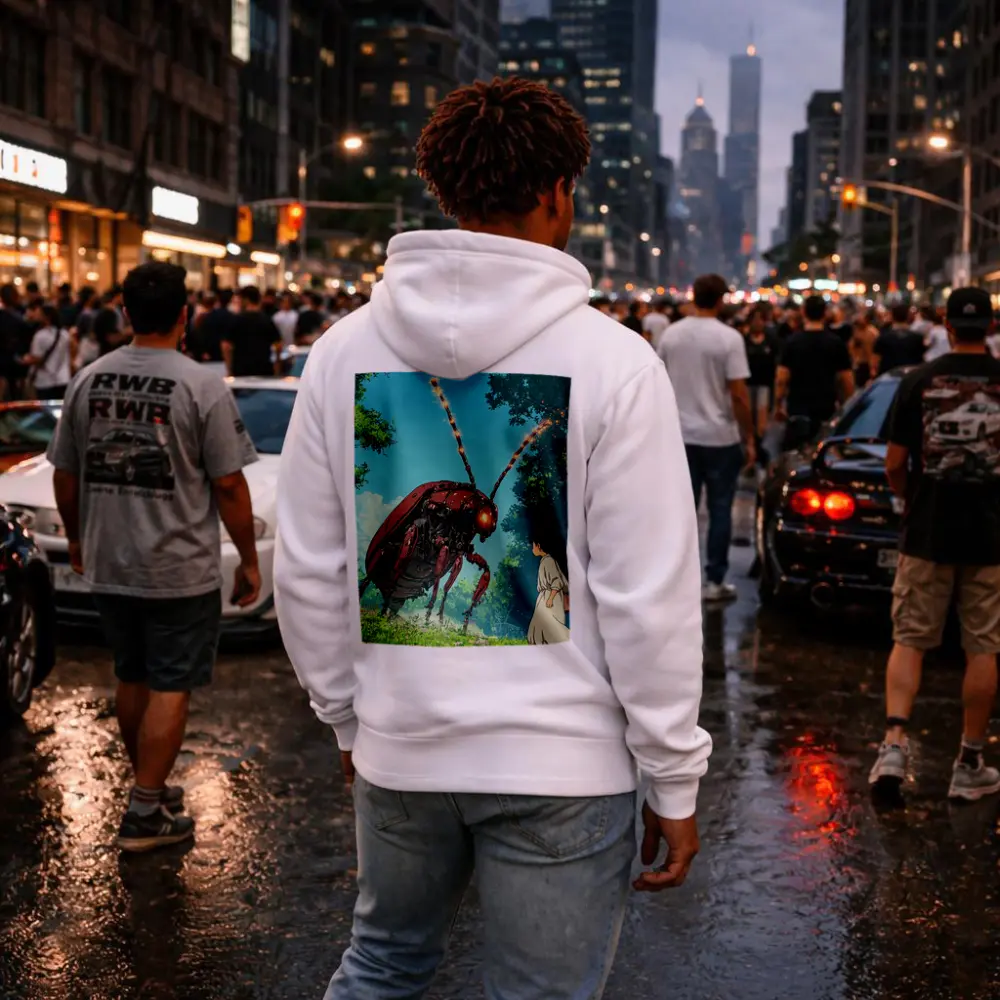 Giant Mech Beetle Anime Forest Encounter – Hoodies