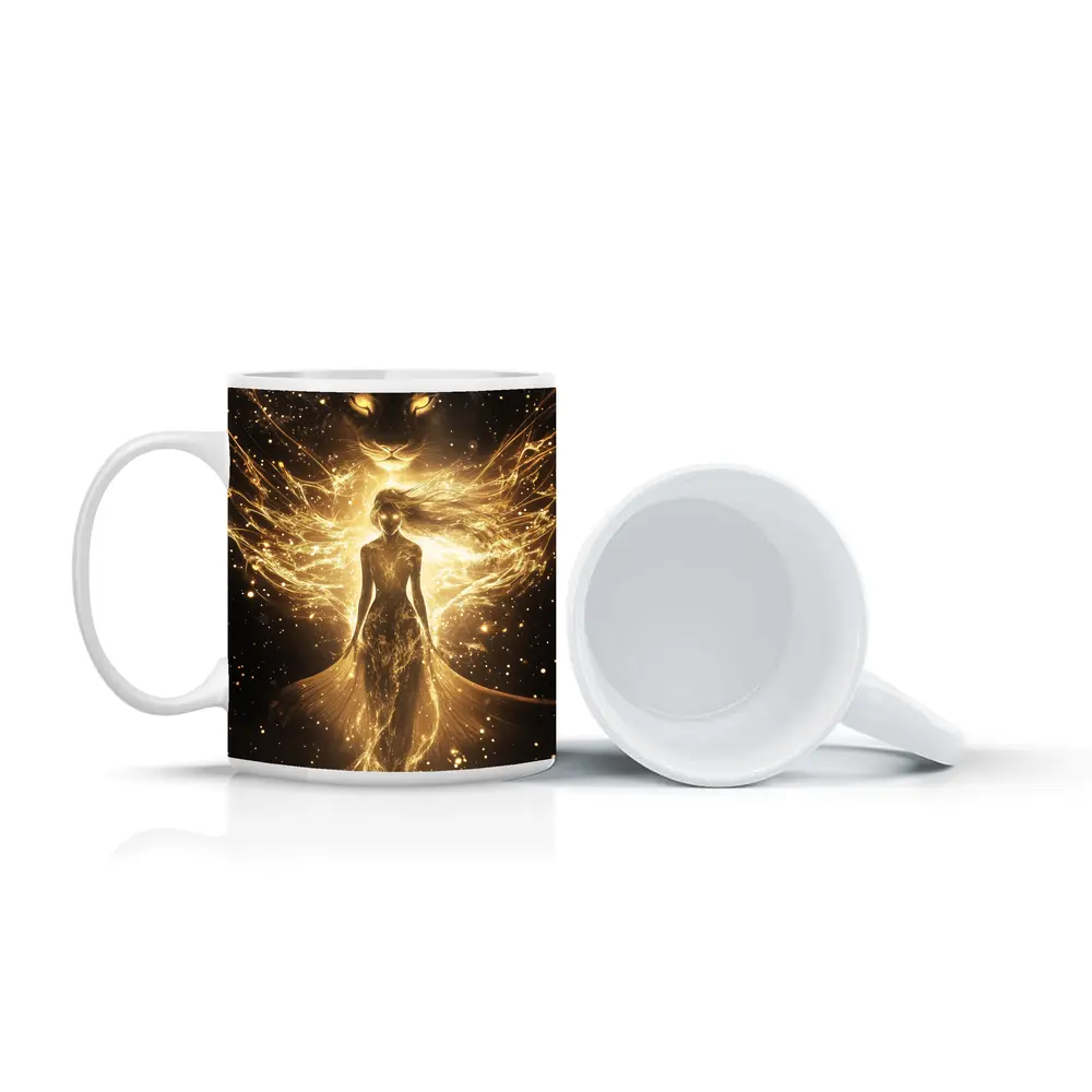 Golden Woman Lion Spirit Dark Fantasy Art – Mugs