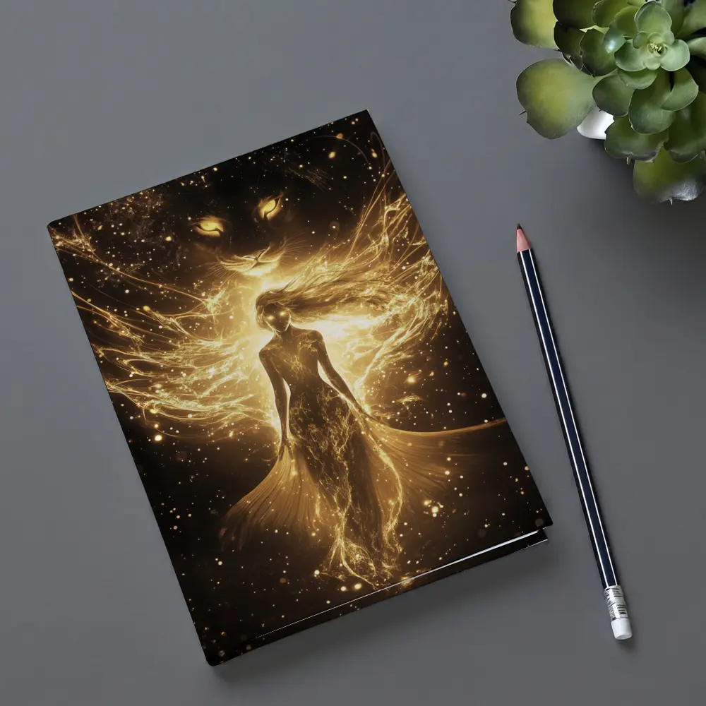 Golden Woman Lion Spirit Dark Fantasy Art – Notebooks