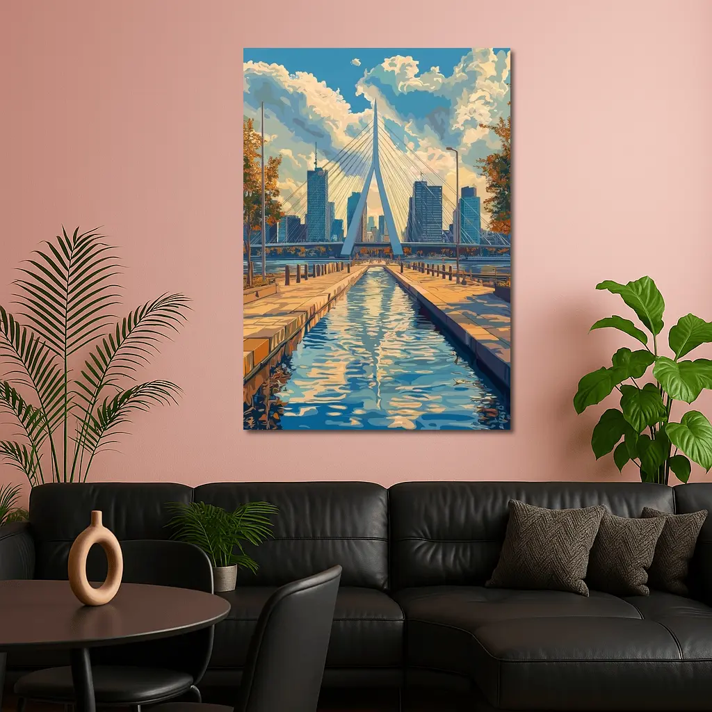 Erasmus Bridge Rotterdam City Canal Art – Wall Art