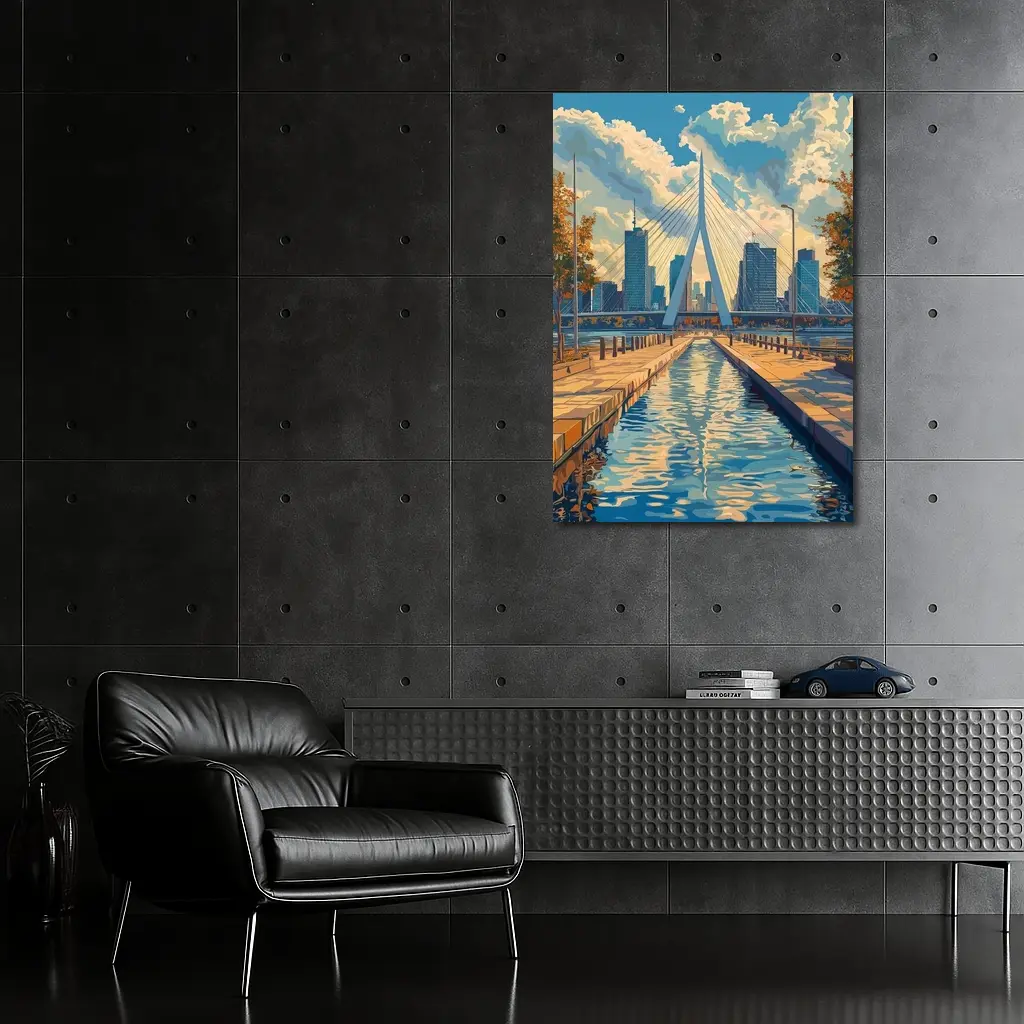 Erasmus Bridge Rotterdam City Canal Art – Wall Art