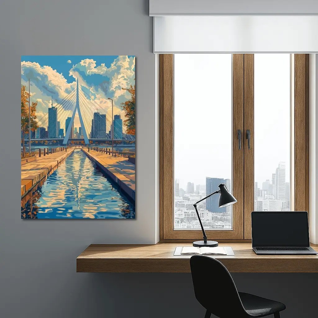 Erasmus Bridge Rotterdam City Canal Art – Wall Art