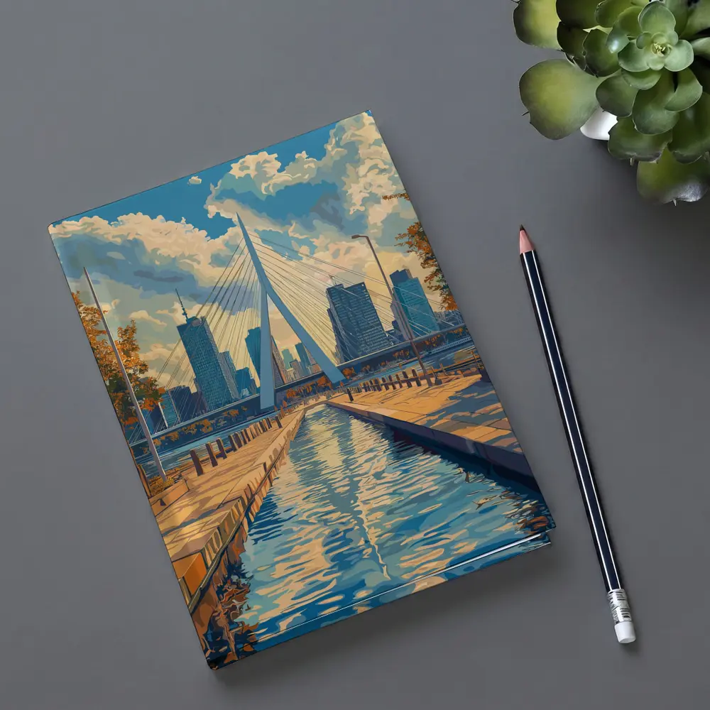 Erasmus Bridge Rotterdam City Canal Art – Notebooks