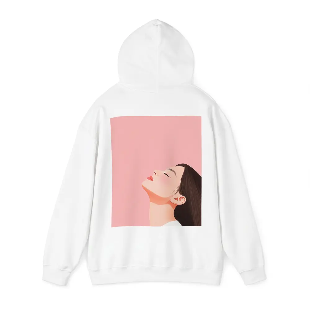 Minimalist Woman Profile Illustration Pink Background – Hoodies