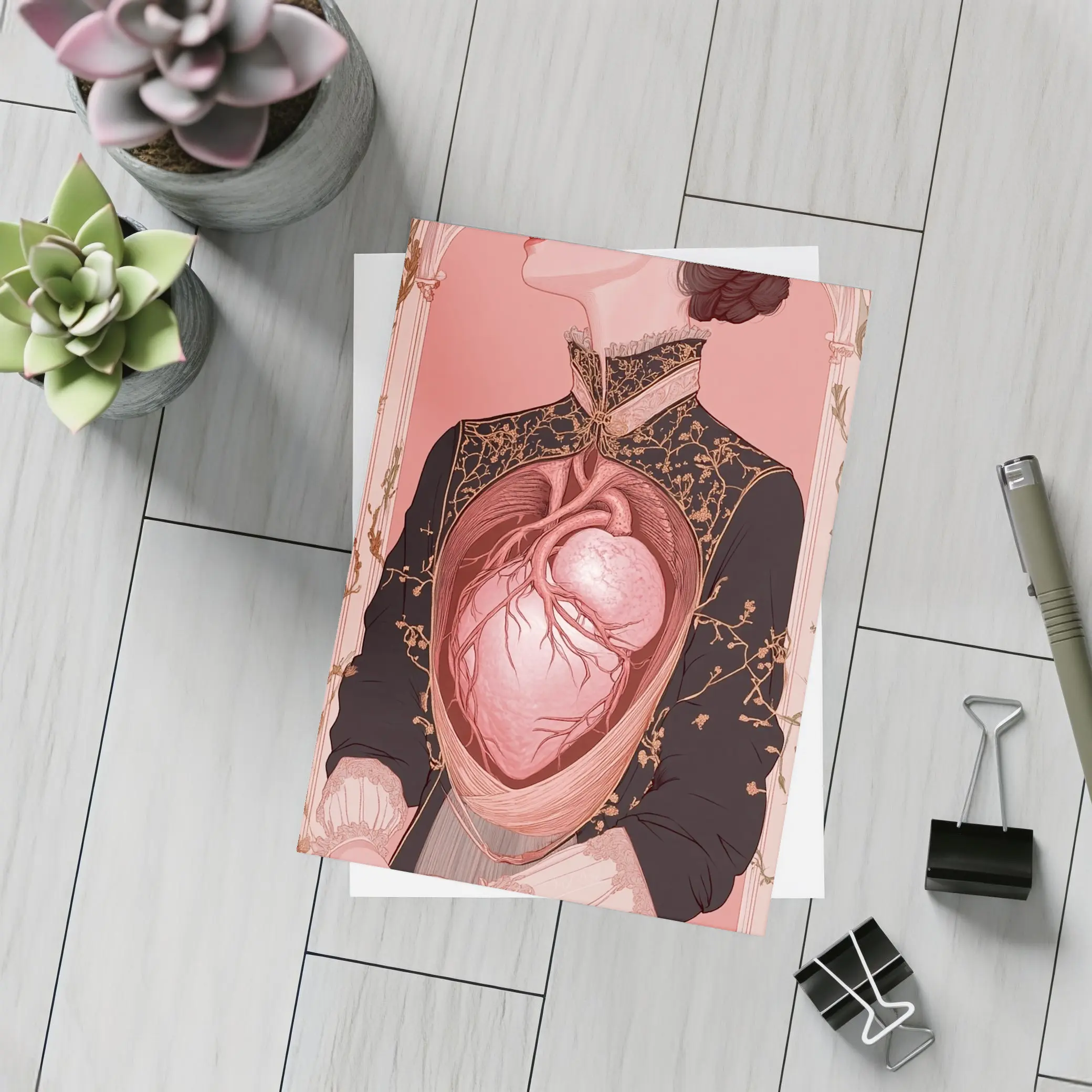 Woman Anatomical Heart Victorian Dark Art – Postcards
