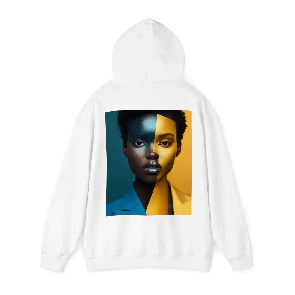 Bold Split Face Portrait Blue Yellow Fashion – Hoodies