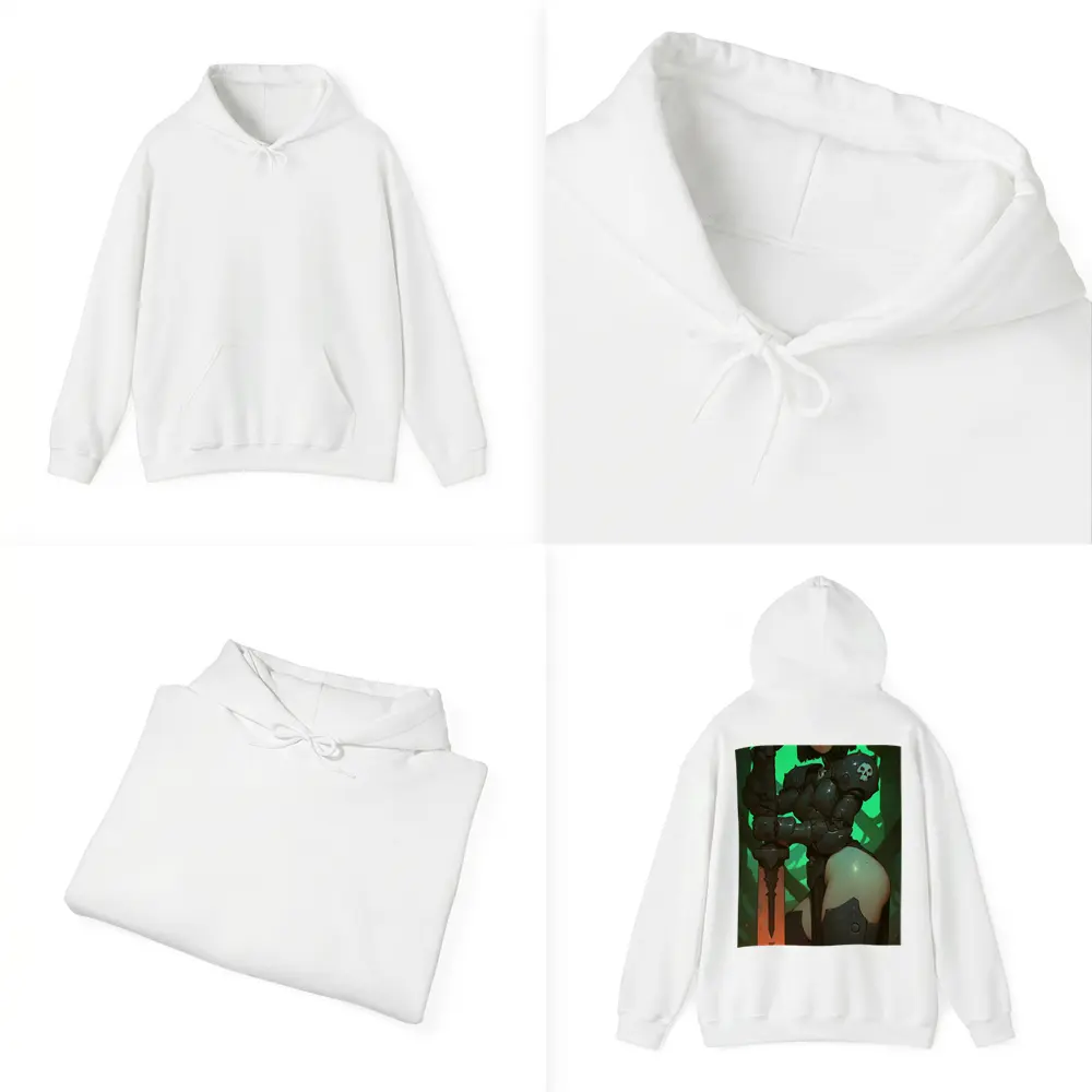 Dark Fantasy Warrior Woman Green Cave Background – Hoodies