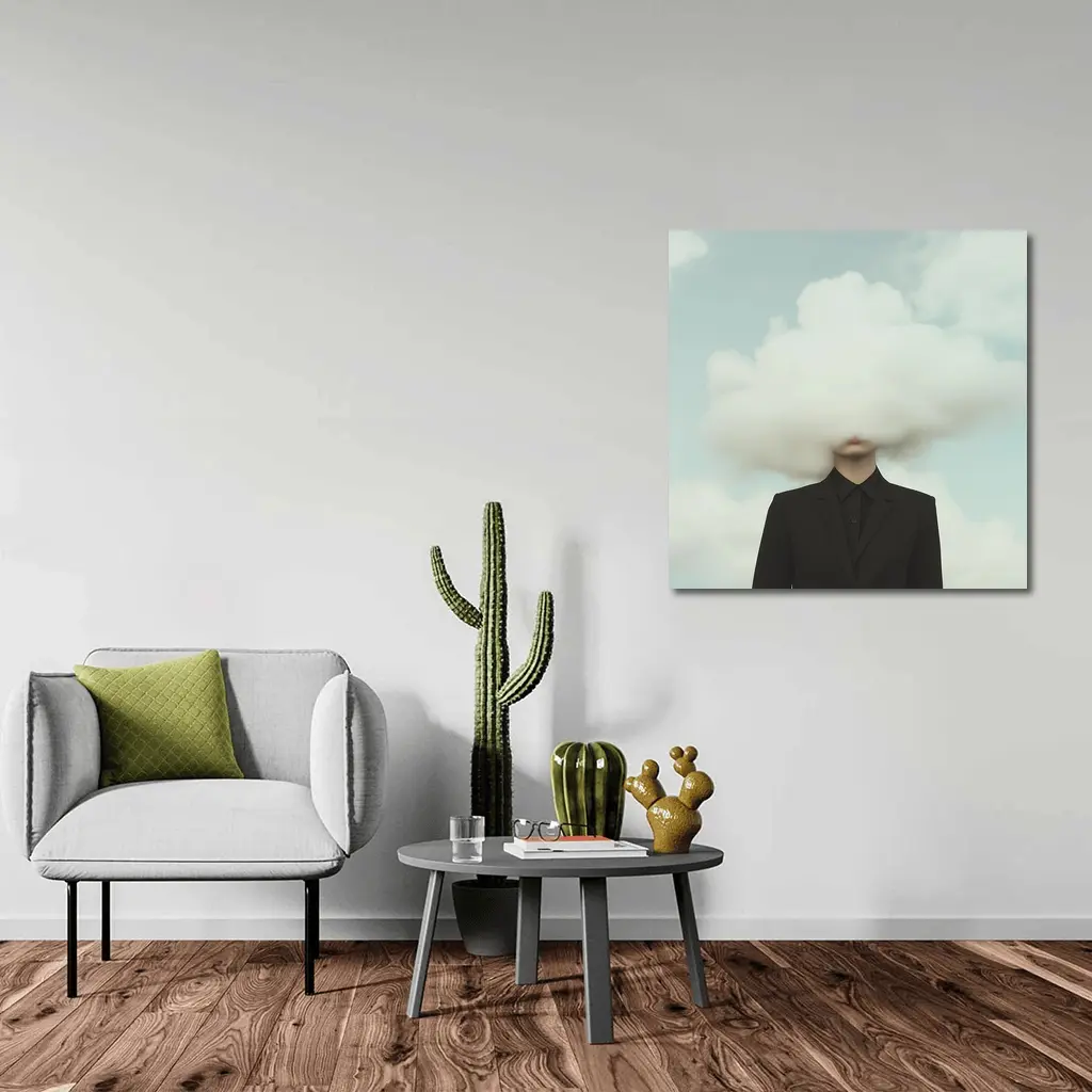 Person In Black Suit Cloud Head Sky – Wall Art