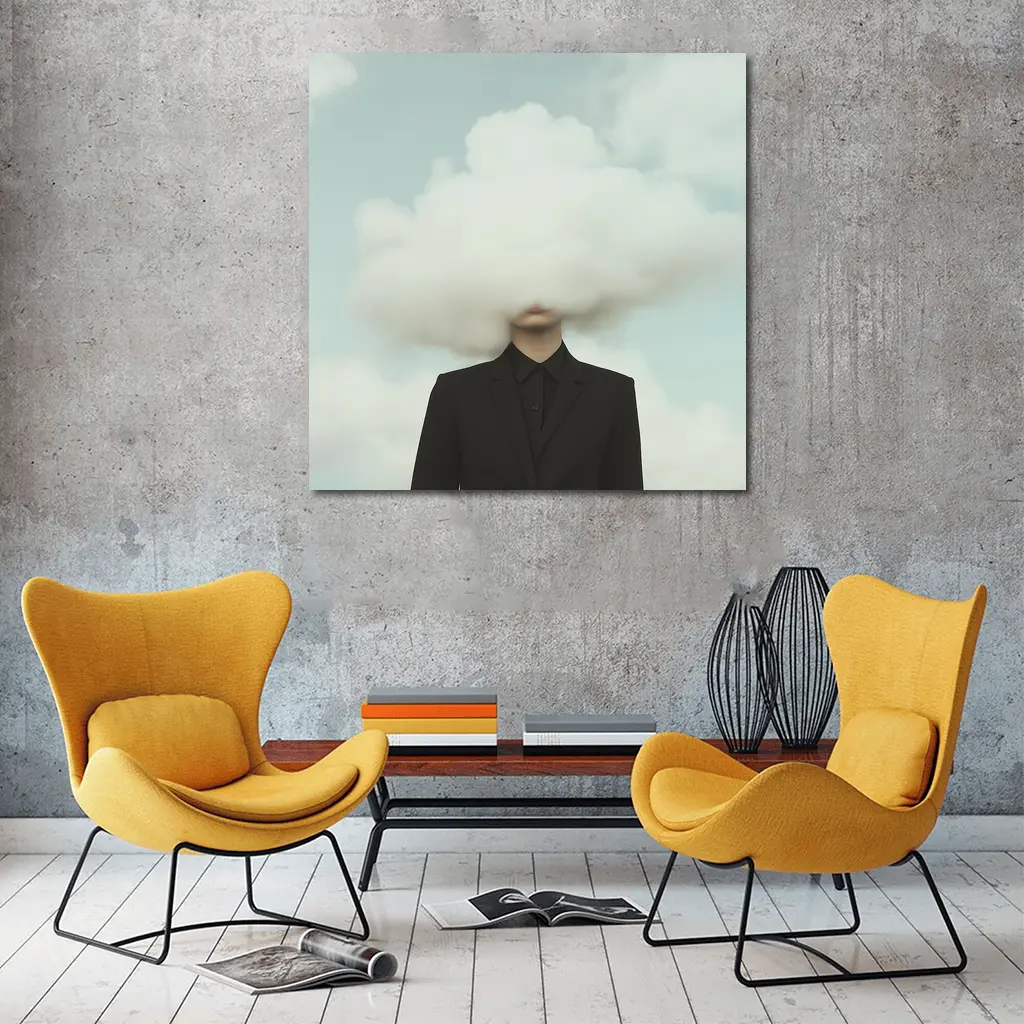 Person In Black Suit Cloud Head Sky – Wall Art