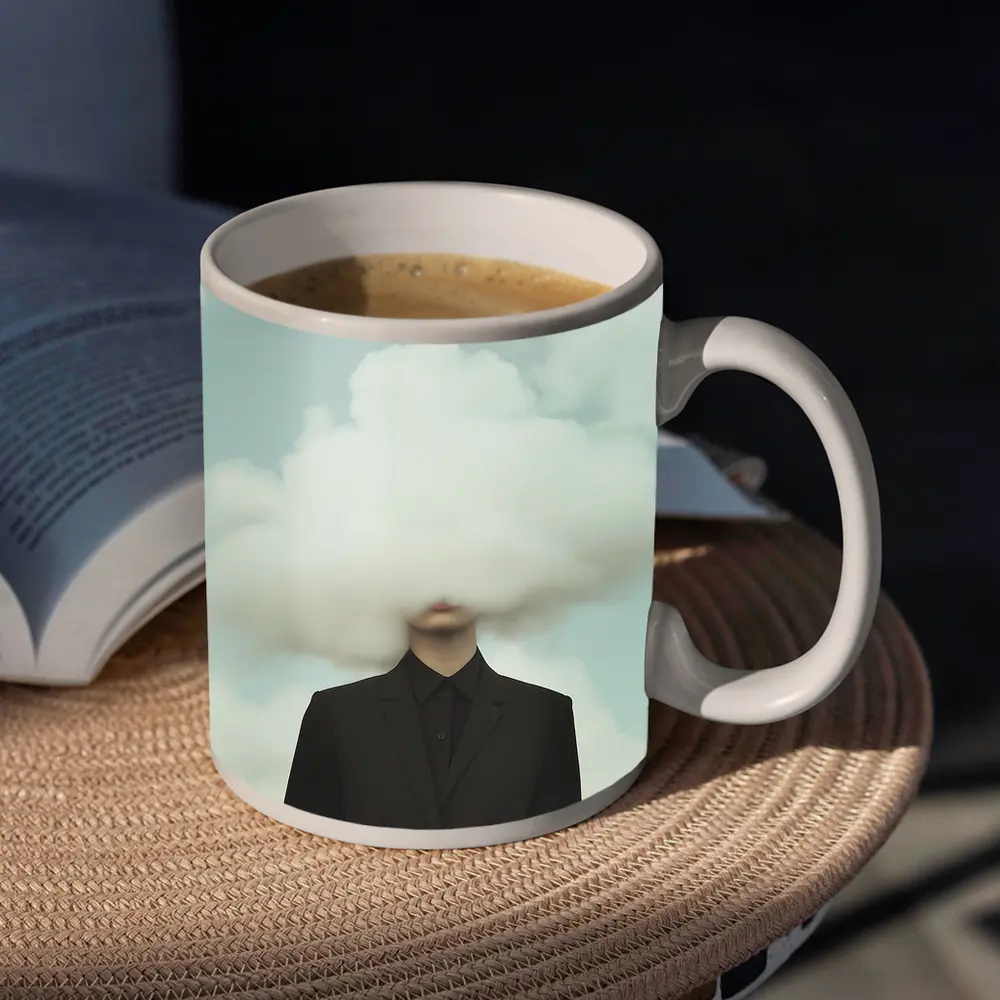Person In Black Suit Cloud Head Sky – Mugs