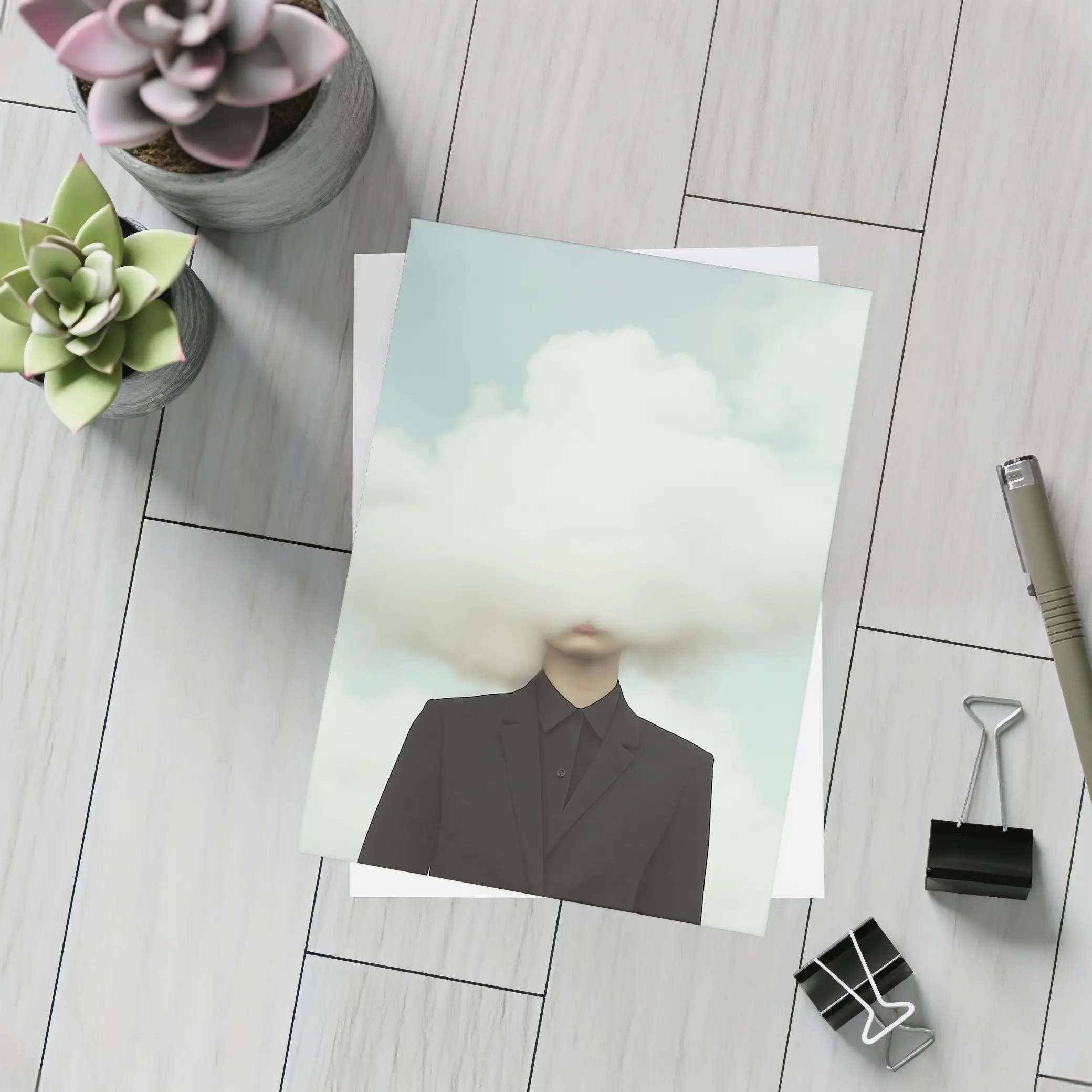 Person In Black Suit Cloud Head Sky – Postcards