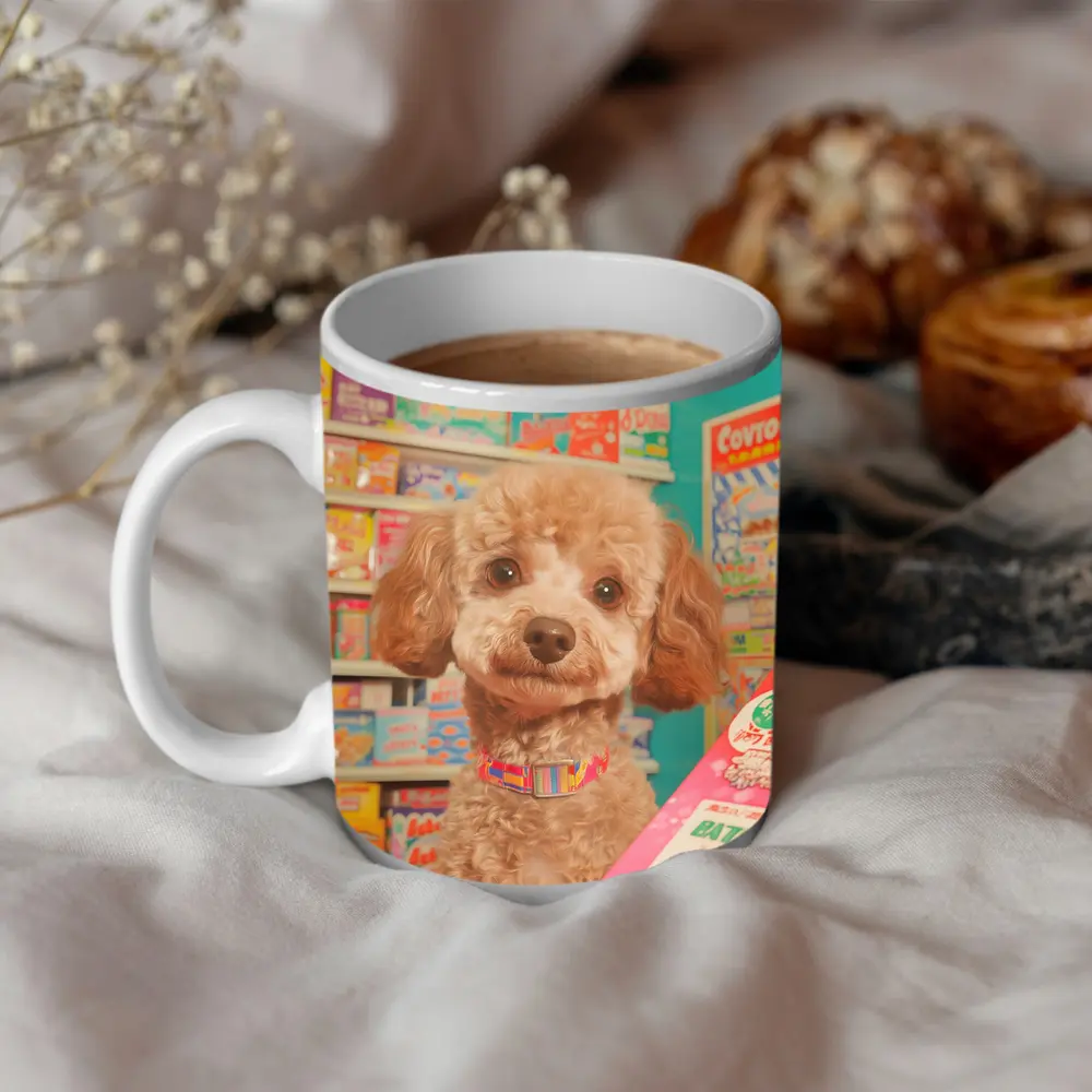 Poodle Dog In Colorful Candy Shop – Mugs