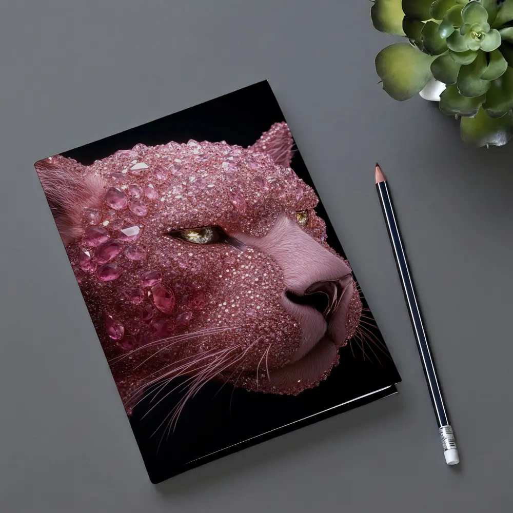 Pink Diamond Encrusted Panther Dark Background – Notebooks