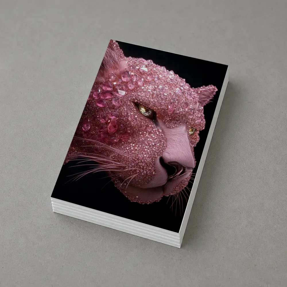 Pink Diamond Encrusted Panther Dark Background – Postcards