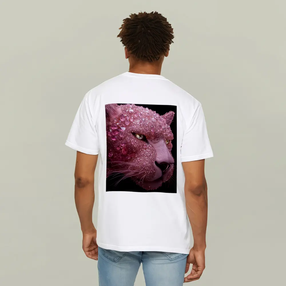 Pink Diamond Encrusted Panther Dark Background – T-Shirts
