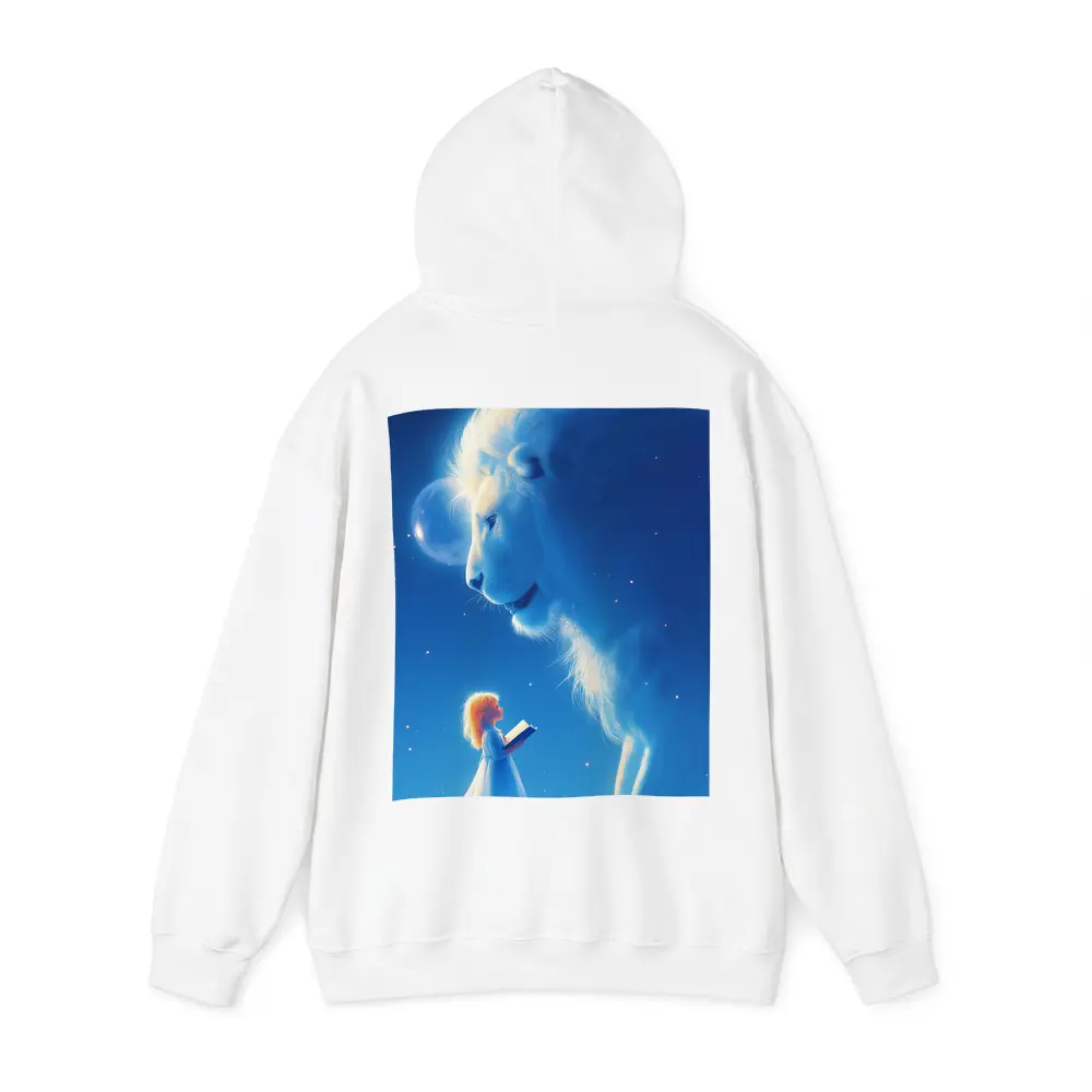 Girl and Glowing White Lion Blue Fantasy – Hoodies