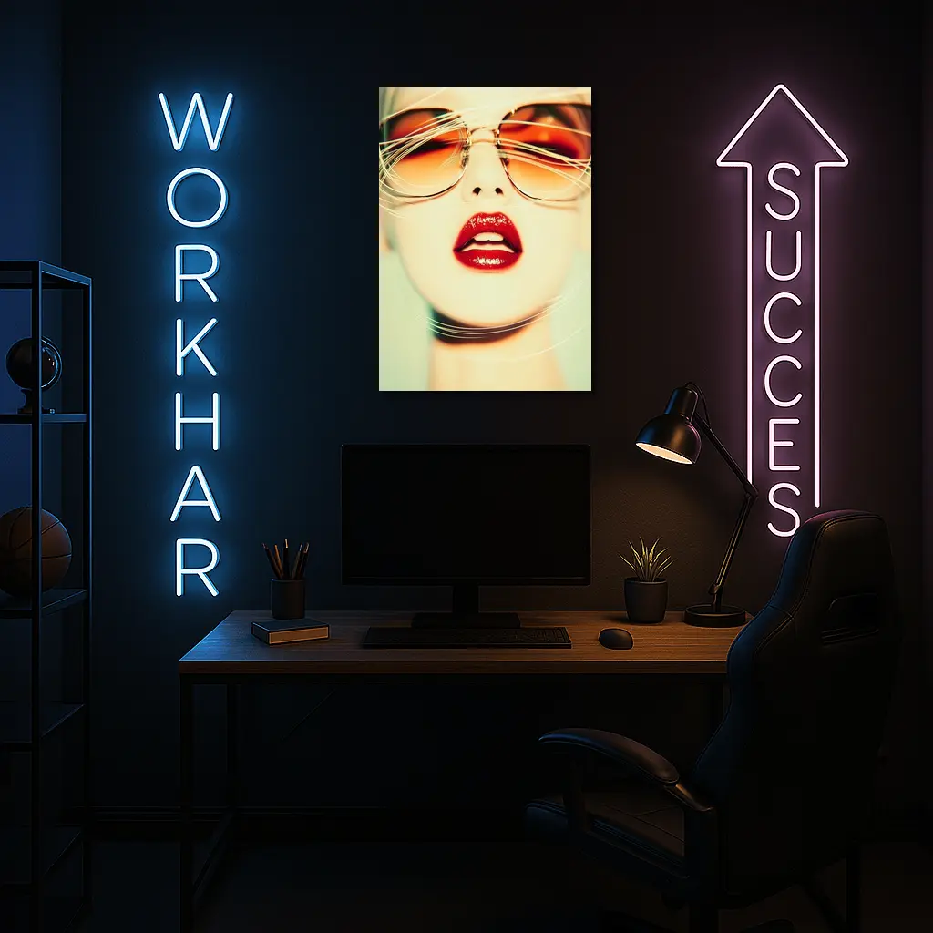 Woman Red Lips Sunglasses Fashion Portrait – Wall Art