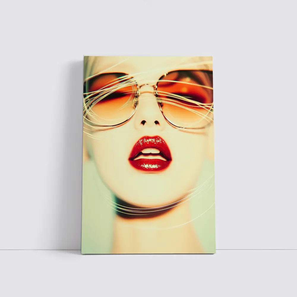 Woman Red Lips Sunglasses Fashion Portrait – Wall Art