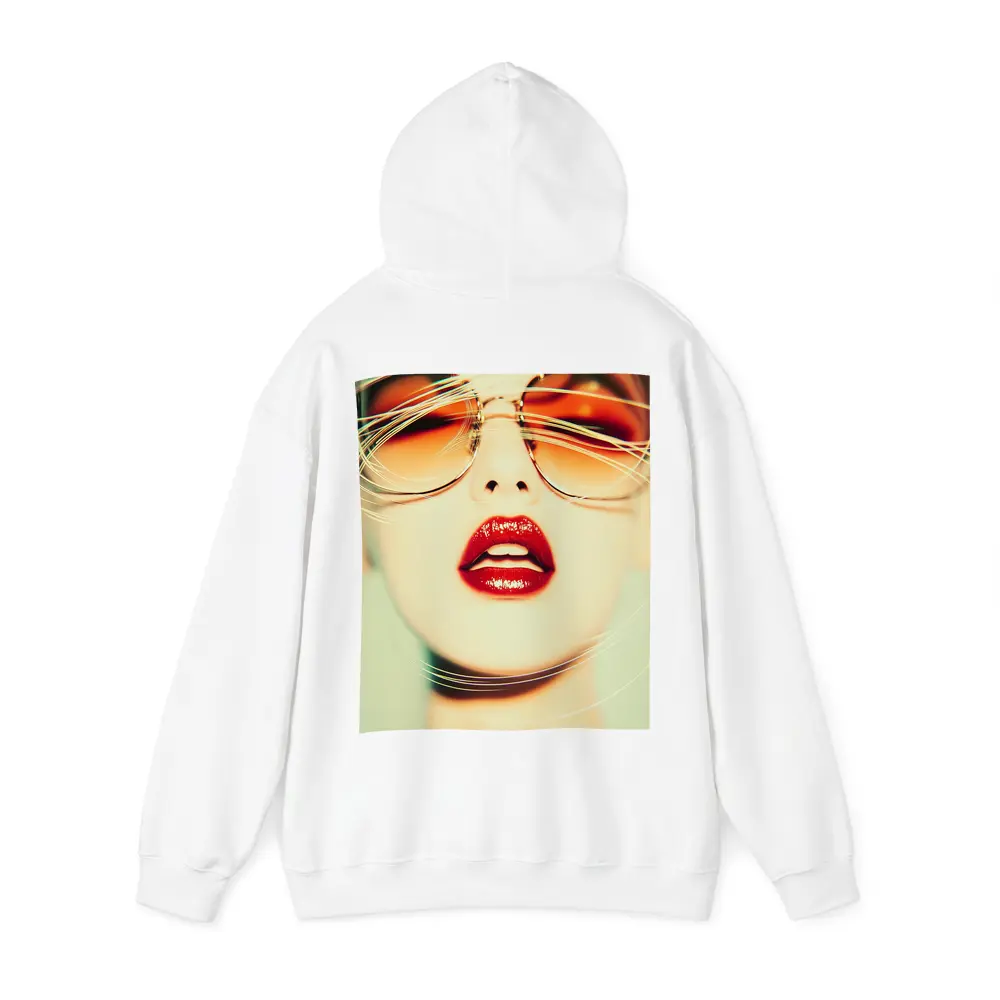 Woman Red Lips Sunglasses Fashion Portrait – Hoodies