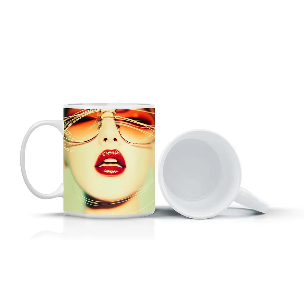 Woman Red Lips Sunglasses Fashion Portrait – Mugs
