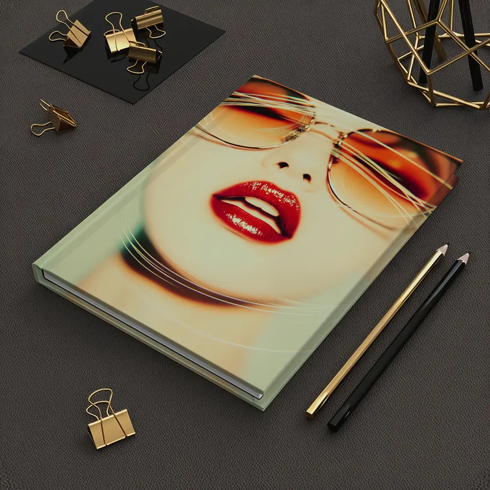 Woman Red Lips Sunglasses Fashion Portrait – Notebooks