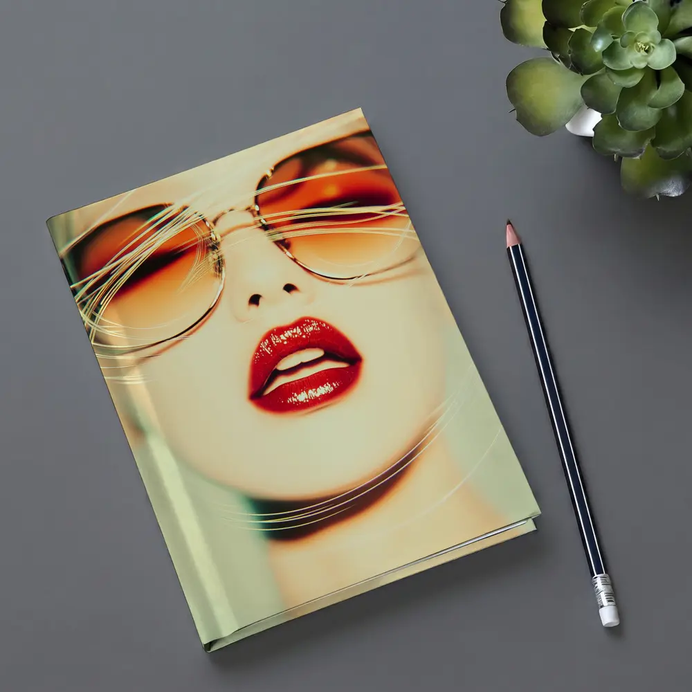 Woman Red Lips Sunglasses Fashion Portrait – Notebooks