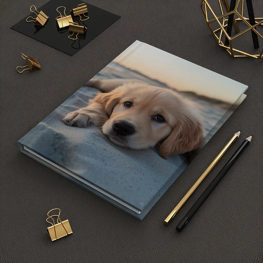 Golden Retriever Puppy Resting On Beach – Notebooks