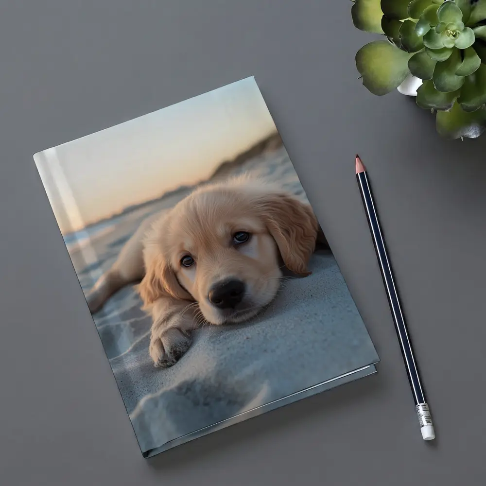 Golden Retriever Puppy Resting On Beach – Notebooks