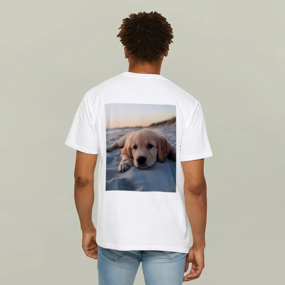 Golden Retriever Puppy Resting On Beach – T-Shirts