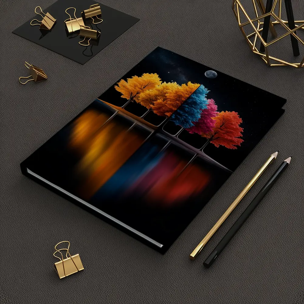 Colorful Trees Reflected On Dark Water – Notebooks