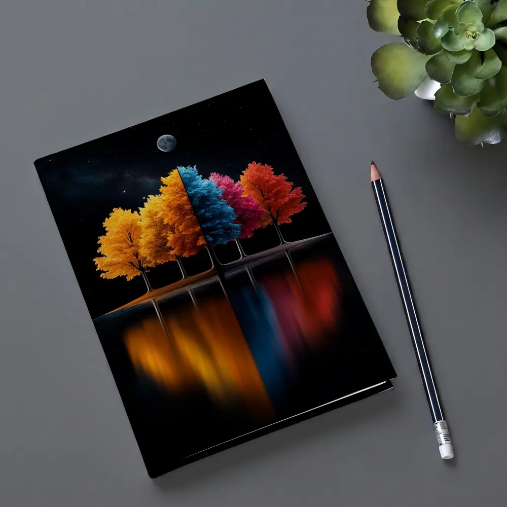 Colorful Trees Reflected On Dark Water – Notebooks