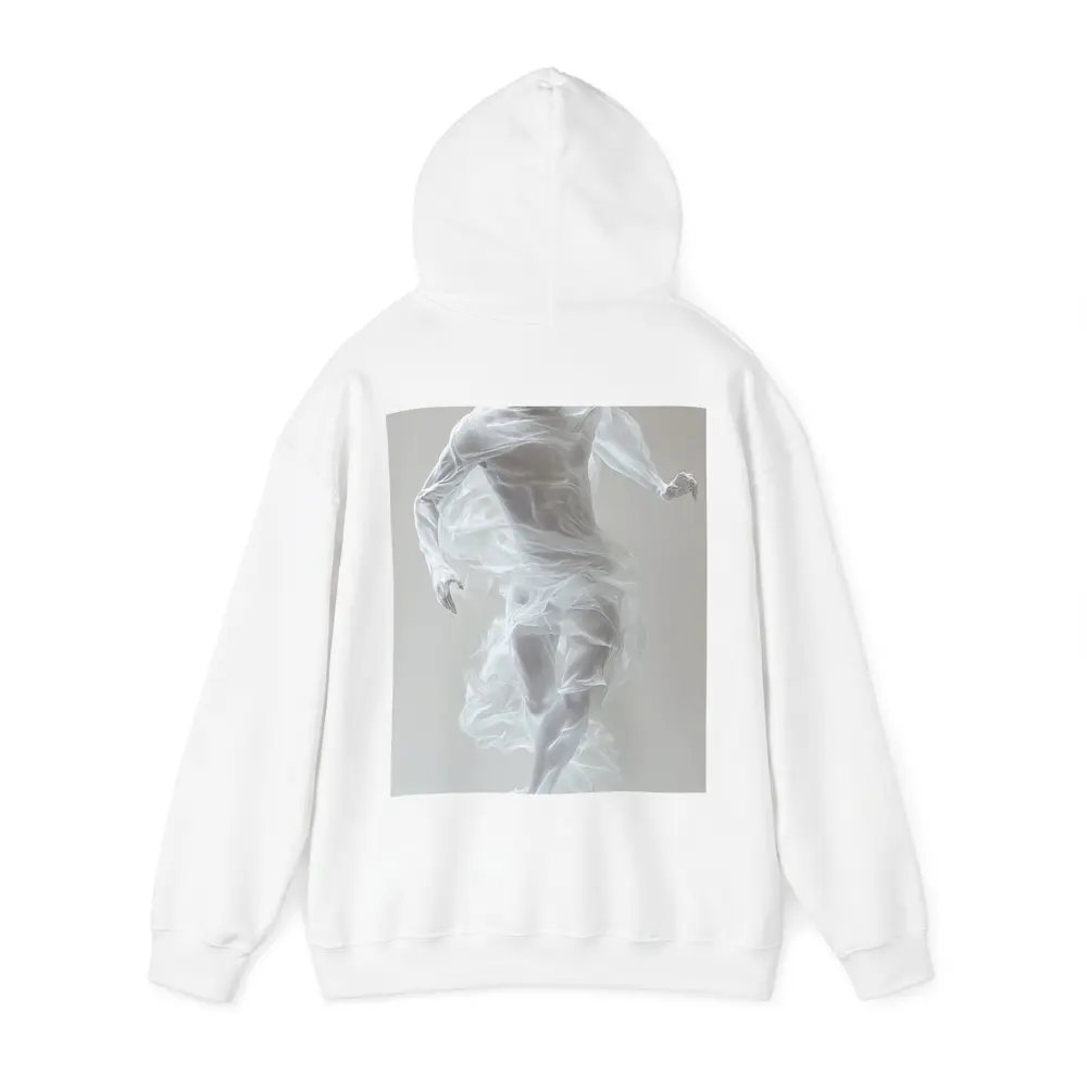 White Draped Figure Dancing Abstract Minimal – Hoodies
