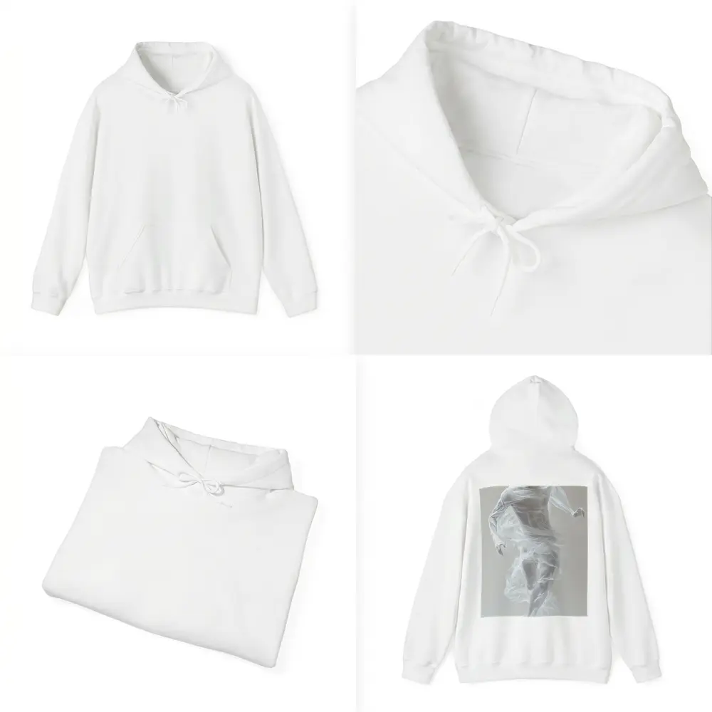 White Draped Figure Dancing Abstract Minimal – Hoodies