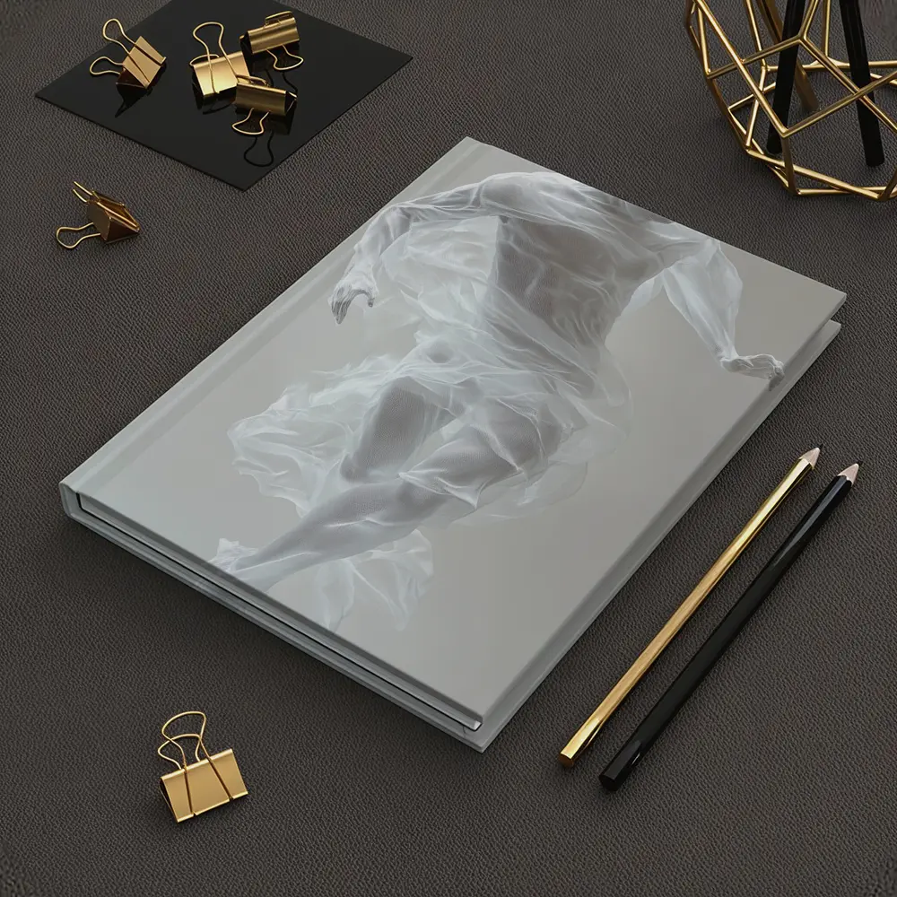 White Draped Figure Dancing Abstract Minimal – Notebooks