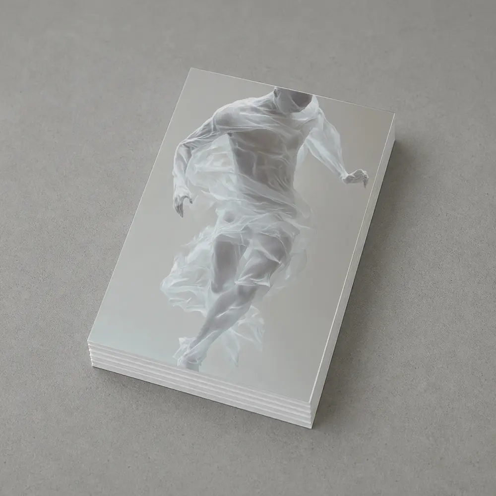 White Draped Figure Dancing Abstract Minimal – Postcards