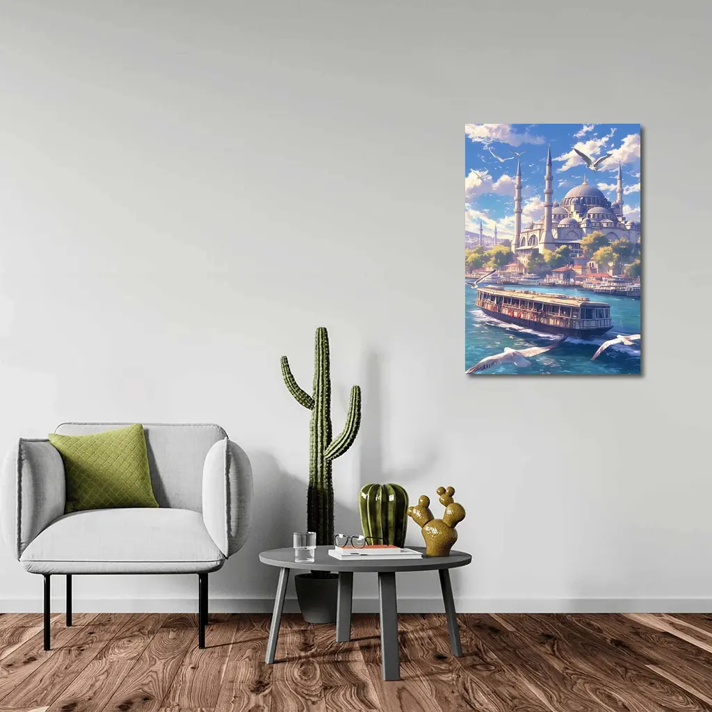 Istanbul Mosque Bosphorus Ferry Anime Art – Wall Art