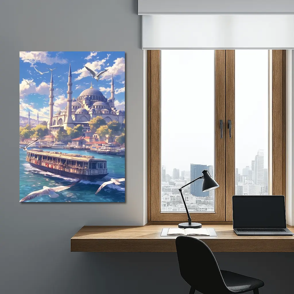 Istanbul Mosque Bosphorus Ferry Anime Art – Wall Art